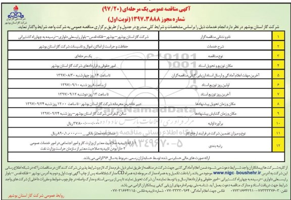 آگهی مناقصه عمومی, مناقصه حفاظت و حراست از اماکن ، اموال و تاسیسات