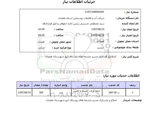 استعلام, اصلاح و بازسازی مسیر چشمه های روستای