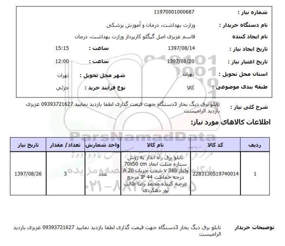 استعلام,تابلو برق