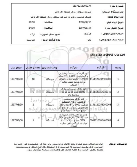 استعلام, کولرگازی اسپلیت