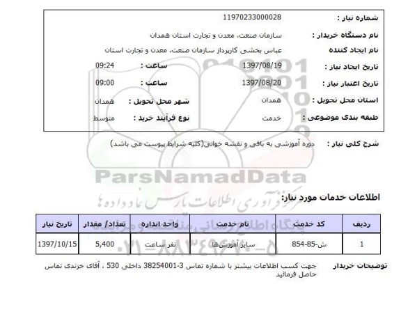 استعلام, دوره آموزشی به بافی و نقشه خوانی