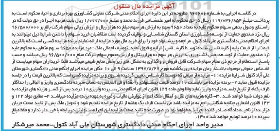 مزایده تعداد 9650 سهم