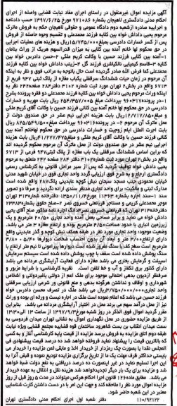 مزایده،مزایده ششدانگ سرقفلی یکباب مغازه