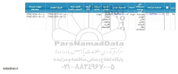 مزایده ، مزایده فروش اموال اسقاطی ضایعات آهن و آلومینیوم 