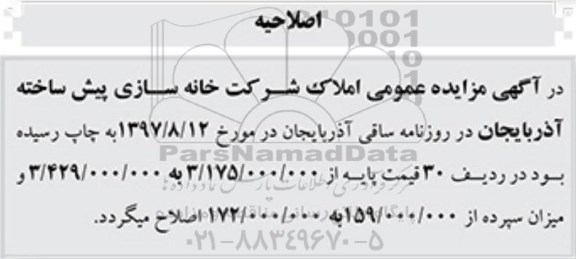 اصلاحیه مزایده ،مزایده فروش 36 قطعه مغازه ، آپارتمان