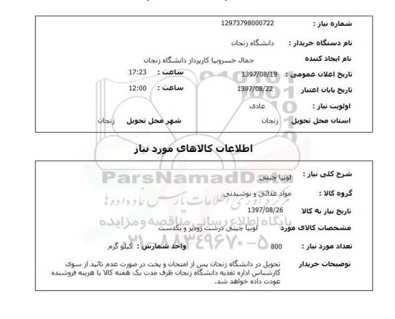 استعلام لوبیا چیتی 
