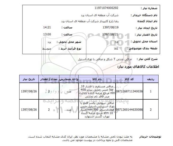 استعلام, استعلام صافی چدنی و صافی با توری