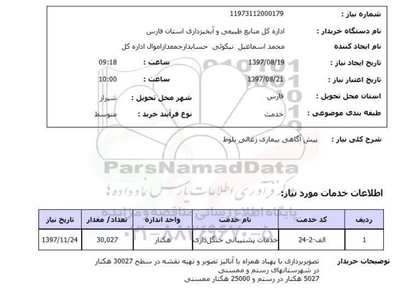 استعلام,استعلام  پیش آگاهی بیماری زغالی بلوط