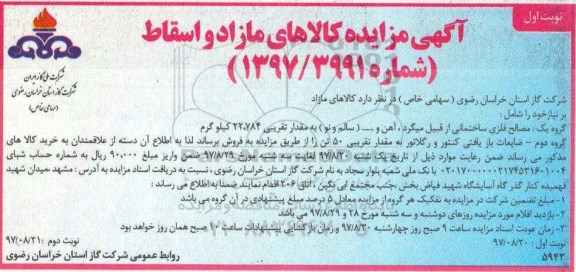 مزایده, مزایده کالاهای مازاد و اقساط
