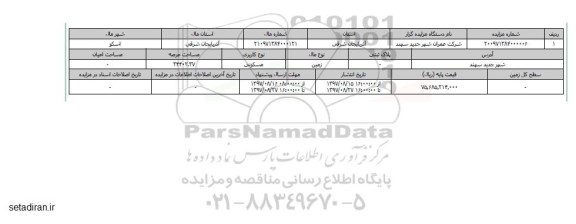 مزایده,مزایده زمین مسکونی 34402.37