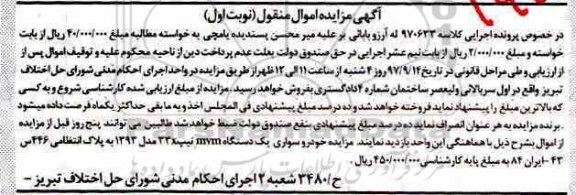 مزایده, مزایده خودرو سواری MVM تیپ 33X