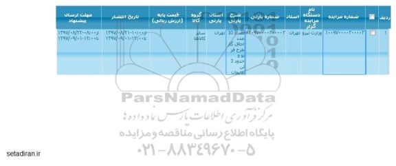 مزایده 10 عدد اجاق گاز طرح فر