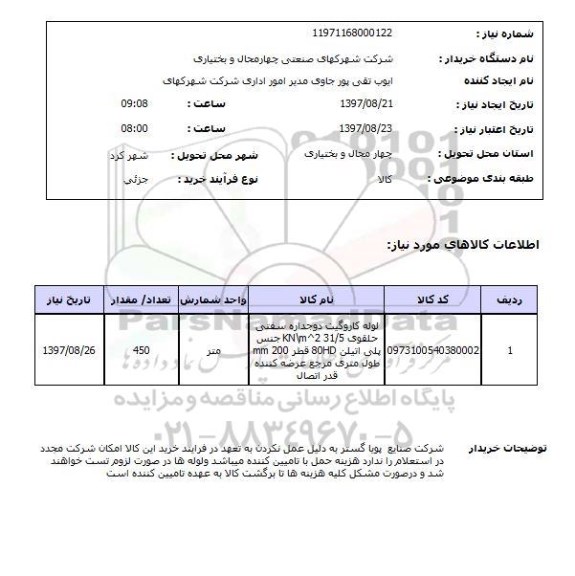 استعلام, لوله کاروگیت دوجداره سفتی حلقوی