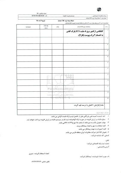 استعلام بهاء, استعلام کابلکشی از کنتور برق تا سایت BTS 