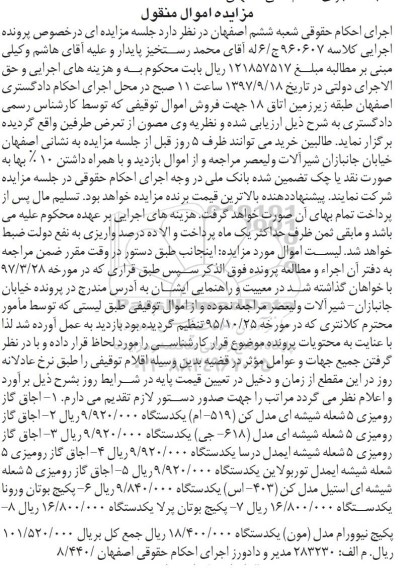 مزایده، مزایده انواع اجاق گاز  رومیزی