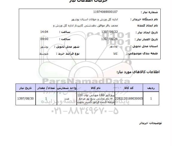 استعلام, پروژکتور LED مهتابی