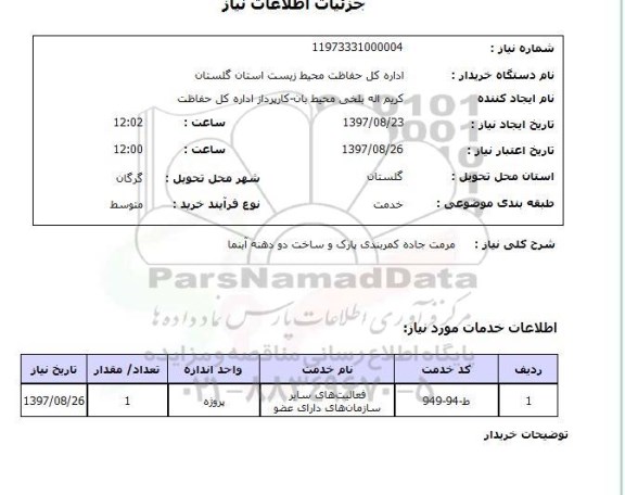 استعلام,استعلام مرمت جاده کمربندی پارک و ساخت دو دهنه آبنما 