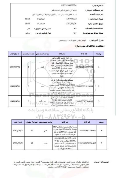 استعلام , استعلام لوزام برقی ...