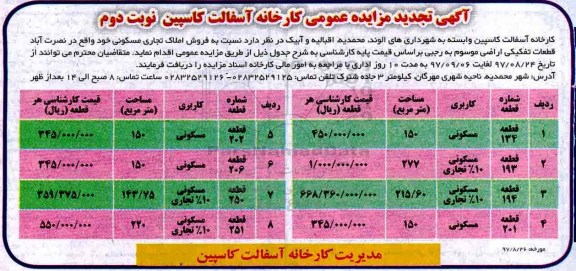 مزایده ,مزایده فروش املاک تجاری مسکونی - نوبت دوم 