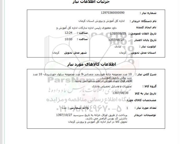 استعلام, استعلام 10 عدد مجموعه خانه هوشمند