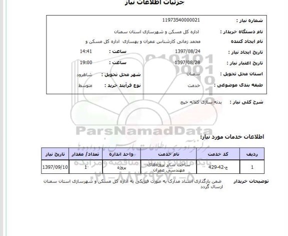 استعلام, استعلام بدنه سازی کلاته