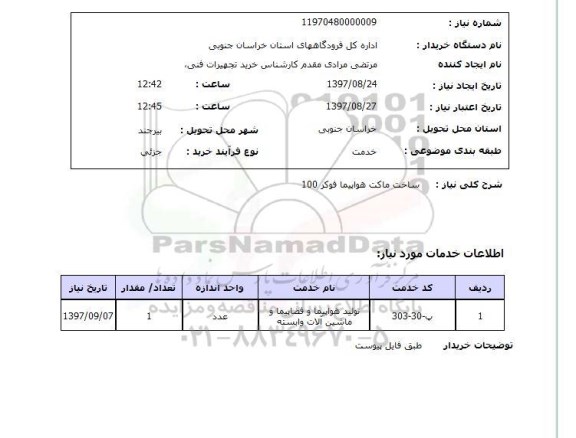 استعلام, ساخت ماکت هواپیما فوکر 100