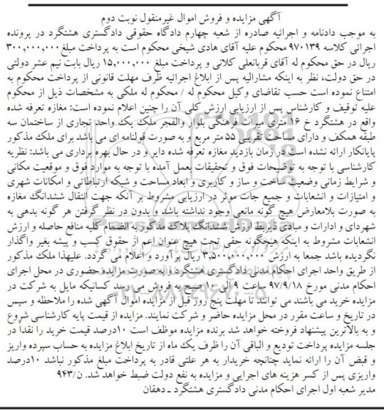 مزایده, مزایده مغازه