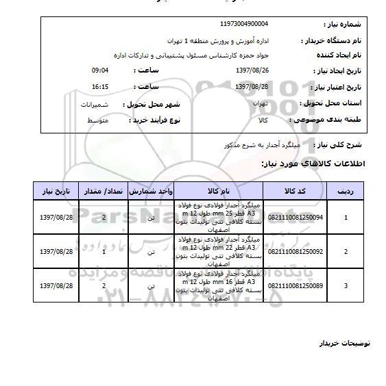 استعلام, میلگرد آجدار