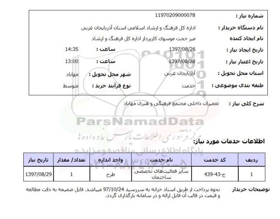 استعلام, استعلام تعمیرات داخلی ساختمان ... 