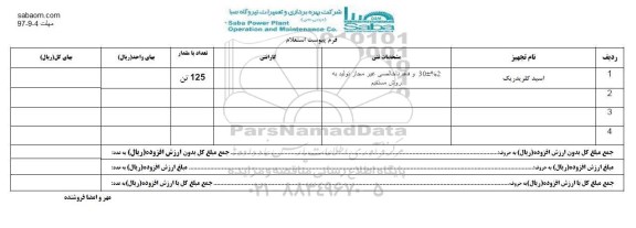 استعلام, استعلام ​اسید کلریدریک