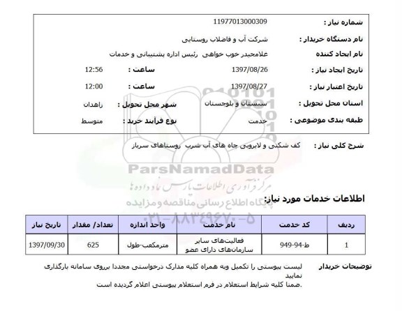 استعلام,استعلام کف شکنی و لایروبی چاه های آب شرب 