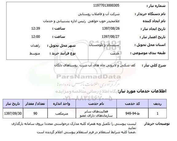 استعلام,استعلام کف شکنی و لایروبی چاه های آب شرب 