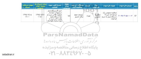 مناقصه ,مناقصه خرید 4 دستگاه چیلر 