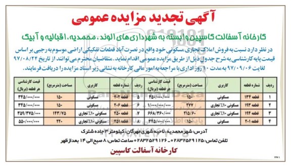 مزایده،​ مزایده فروش املاک تجاری مسکونی 