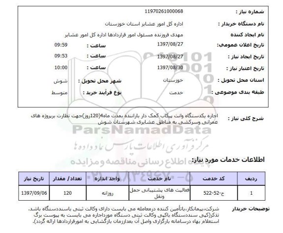 استعلام, استعلام اجاره یکدستگاه وانت پیکاب ...