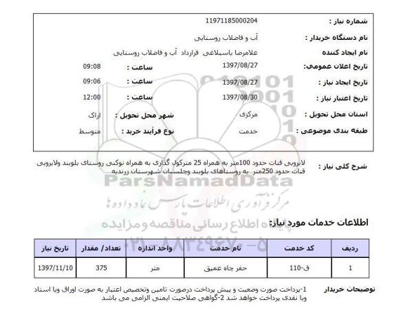 استعلام; استعلام لایروبی قنات ...