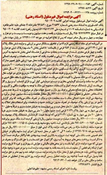 مزایده ، مزایده ملک پلاک ثبتی 2140 فرعی از 253 فرعی