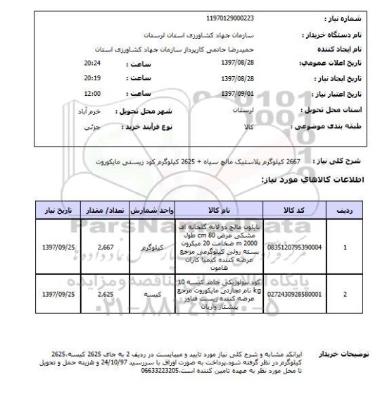 استعلام پلاستیک مالچ سیاه