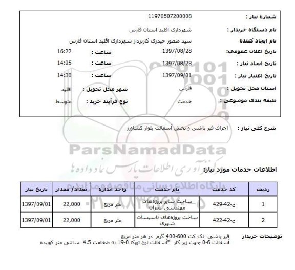 استعلام , استعلام اجرای قیرپاشی ...