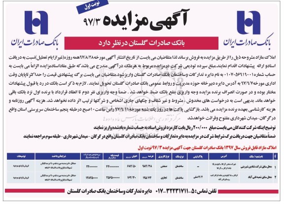 مزایده ، مزایده فروش املاک مازاد کاربری صنعتی و تجاری