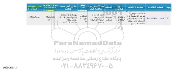 مناقصه مناقصه بهسازی و آسفالت روستایی 