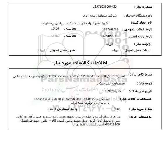استعلام,  اسپیکر تسکو