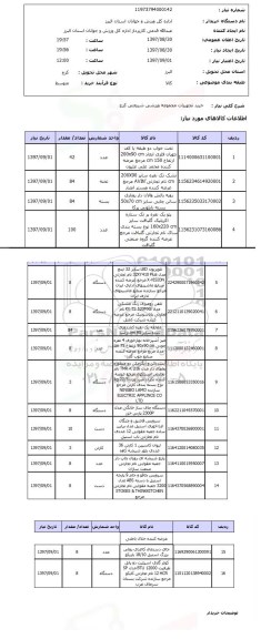 استعلام, استعلام خرید تجهیزات مجموعه ورزشی 