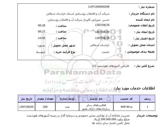 استعلام, استعلام فایناس کنتورهای هوشمند