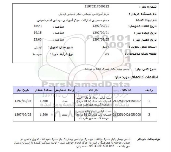 استعلام,لباس بیمار