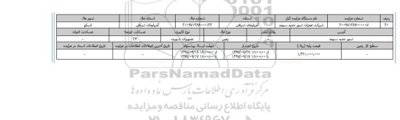 مزایده,مزایده زمین تجهیزات شهری عرصه 24