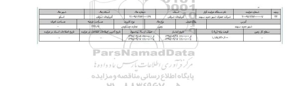 مزایده,مزایده زمین تجاری مسکونی عرصه 234.67