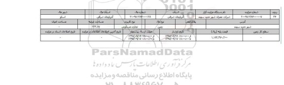 مزایده,مزایده زمین تجاری مسکونی عرصه 233.67