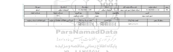 مزایده,مزایده زمین تجاری مسکونی عرصه 360