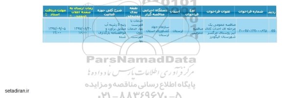 مناقصه عمومی , مناقصه احداث کانال آببر روستای...